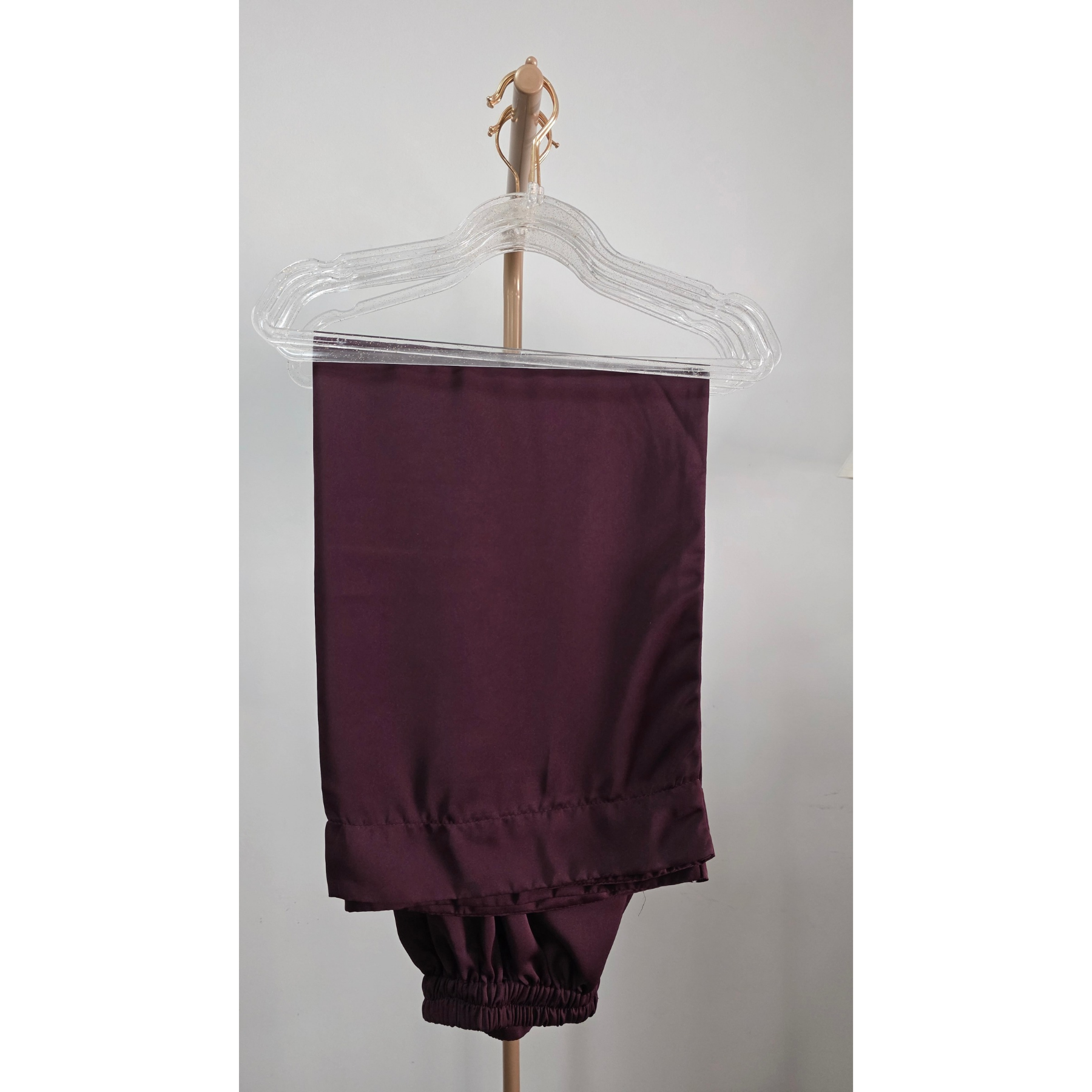 Plum Button-Front Modest shirt Set with Matching Trousers