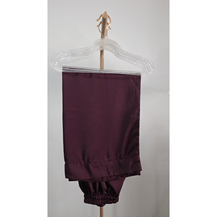 Plum Button-Front Modest shirt Set with Matching Trousers