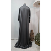 Grey Embroidered Modest Abaya with Matching Scarf
