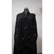 Black Embroidered Modest Abaya with Matching Scarf