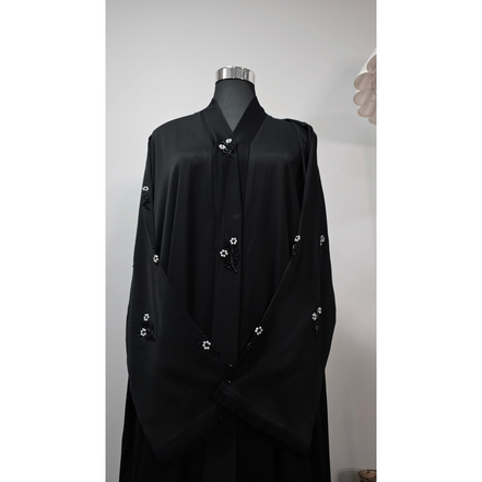 Black Embroidered Modest Abaya with Matching Scarf