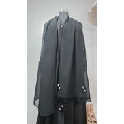 Black Embroidered Modest Abaya with Matching Scarf