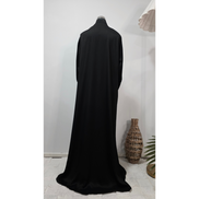 Black Embroidered Modest Abaya with Matching Scarf