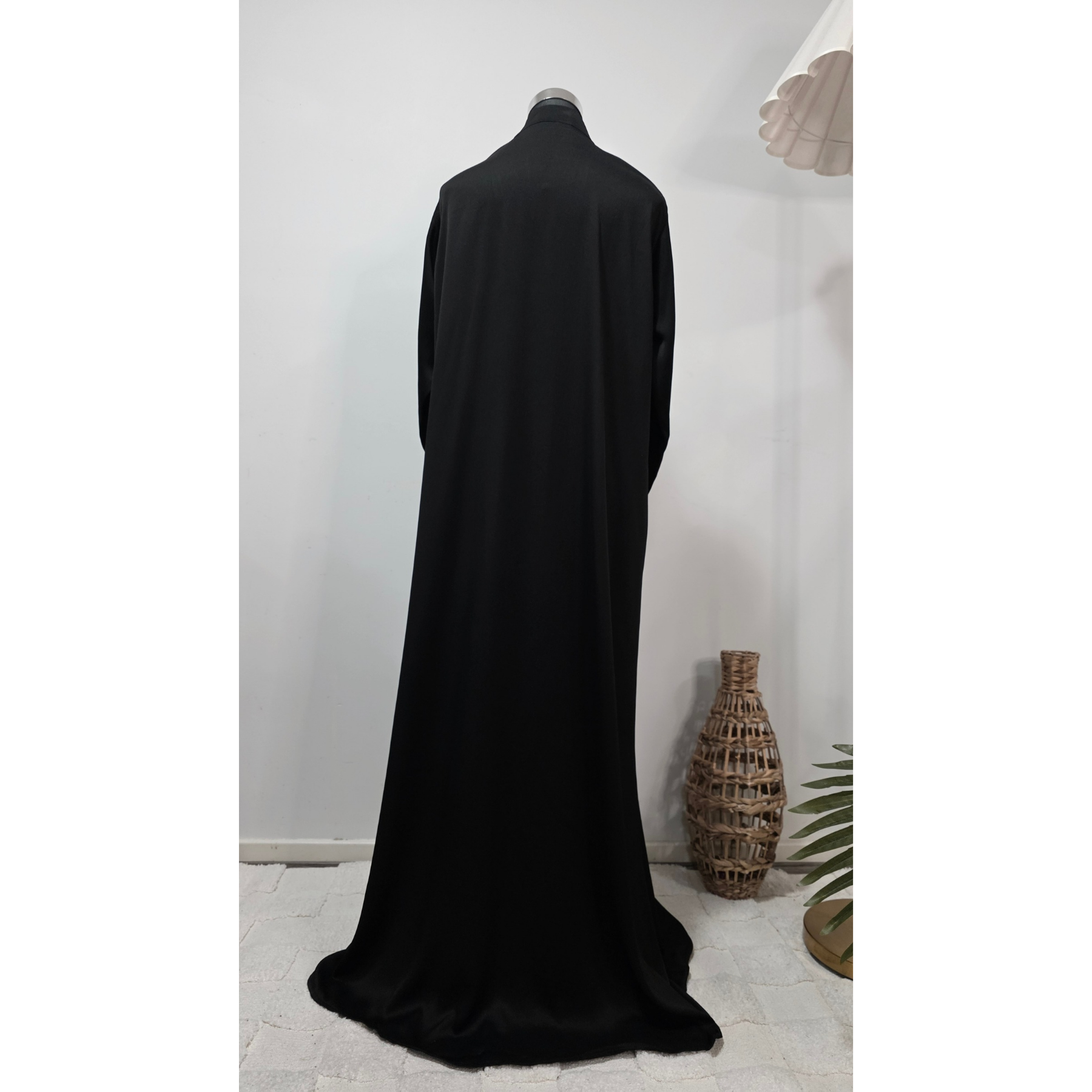 Black Embroidered Modest Abaya with Matching Scarf