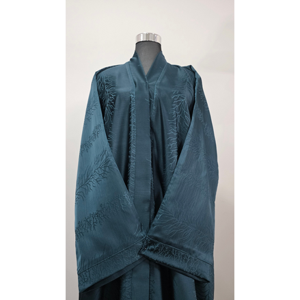 Teal Textured Jacquard Abaya | Lightweight Flowing Modest Dress