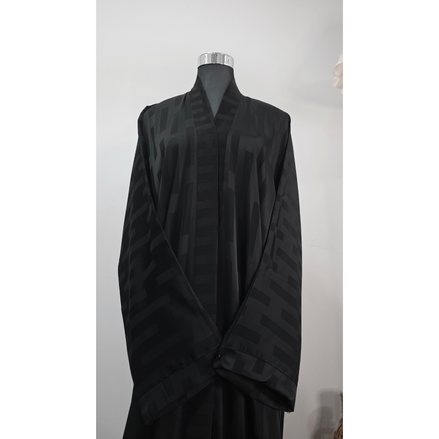 Black Self Printed Abaya