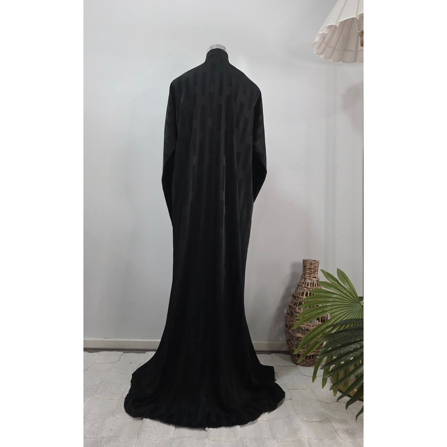 Black Self Printed Abaya