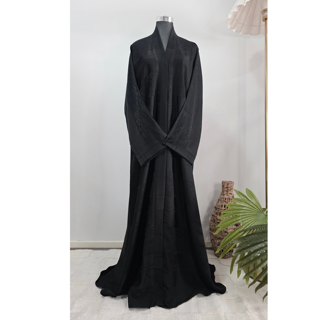 Black Self Printed Abaya