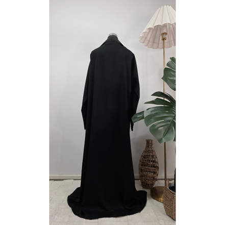 Black Coat collared Pinstripe Abaya Set with Matching Hijab