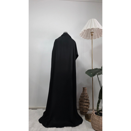 Black coat collared Embellished Abaya with Matching Hijab