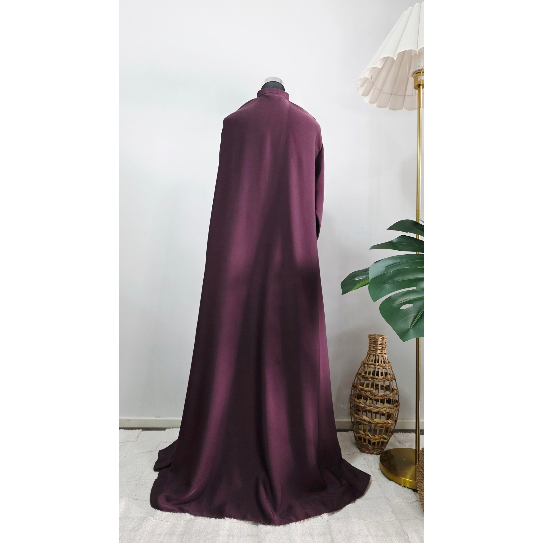 Mauve Zip-Front Abaya Dress