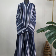 Navy Striped Lightweight Abaya | Wrinkle-Resistant for all seasons