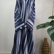 Navy Striped Lightweight Abaya | Wrinkle-Resistant for all seasons