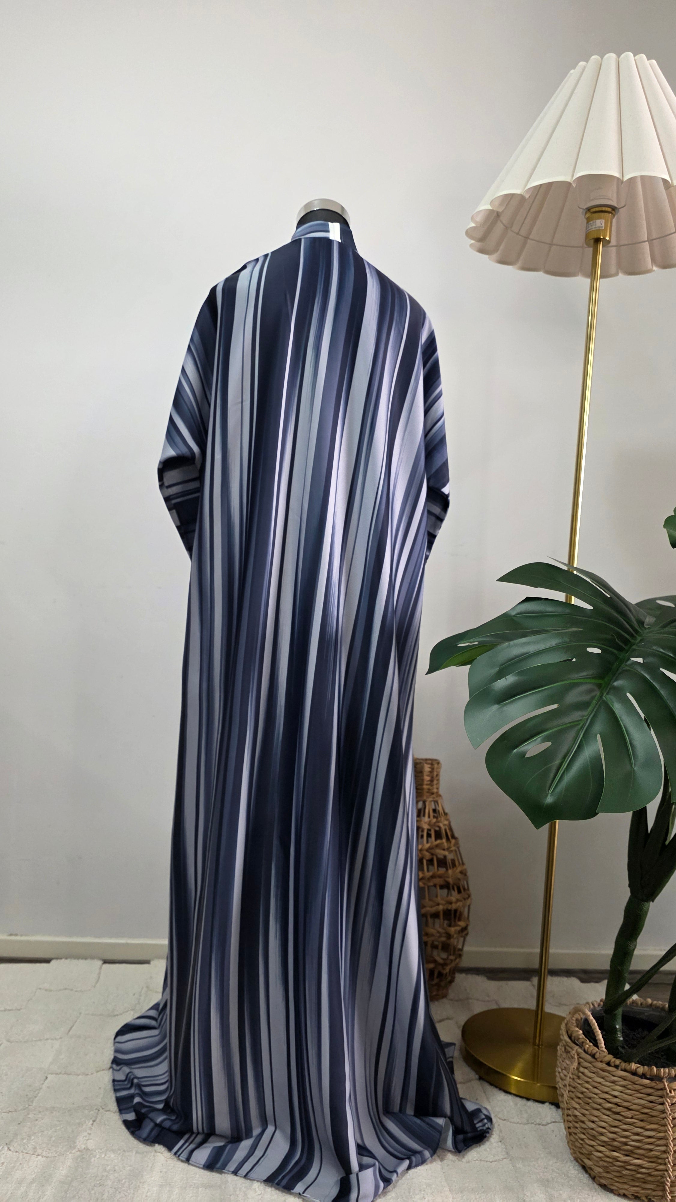 Navy Striped Lightweight Abaya | Wrinkle-Resistant for all seasons