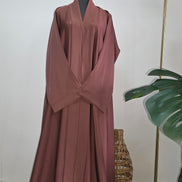 Brownish Pink Satin Abaya – Full Length Modest Dress