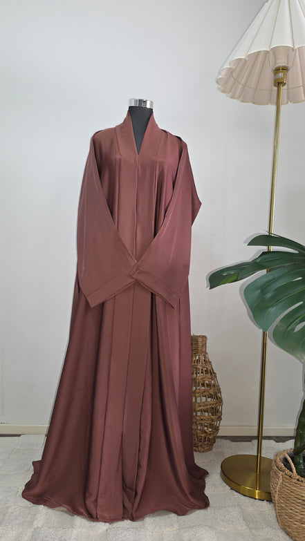 Brownish Pink Satin Abaya – Full Length Modest Dress