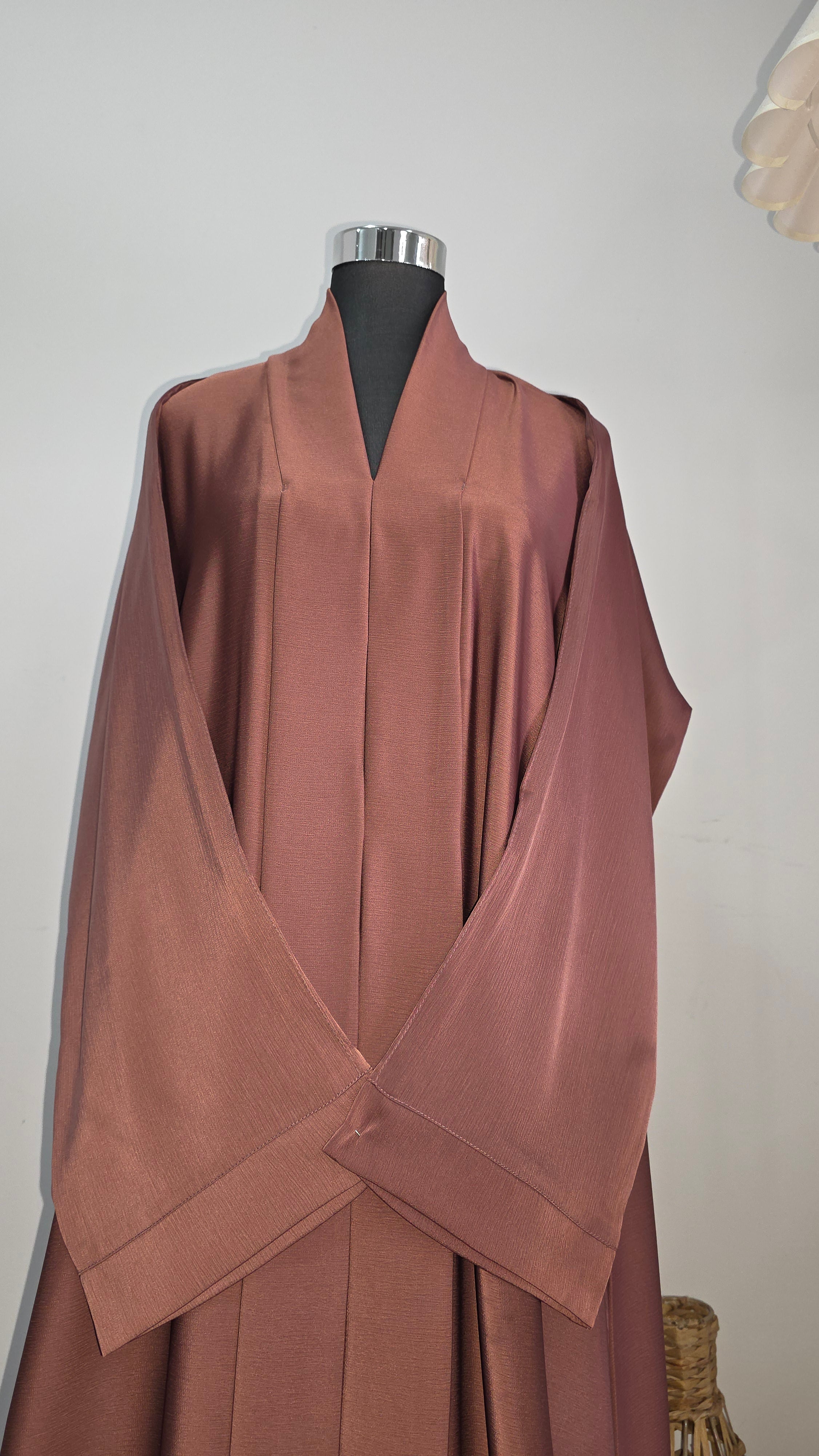 Brownish Pink Satin Abaya – Full Length Modest Dress