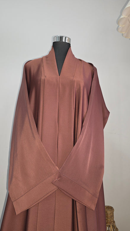 Brownish Pink Satin Abaya – Full Length Modest Dress