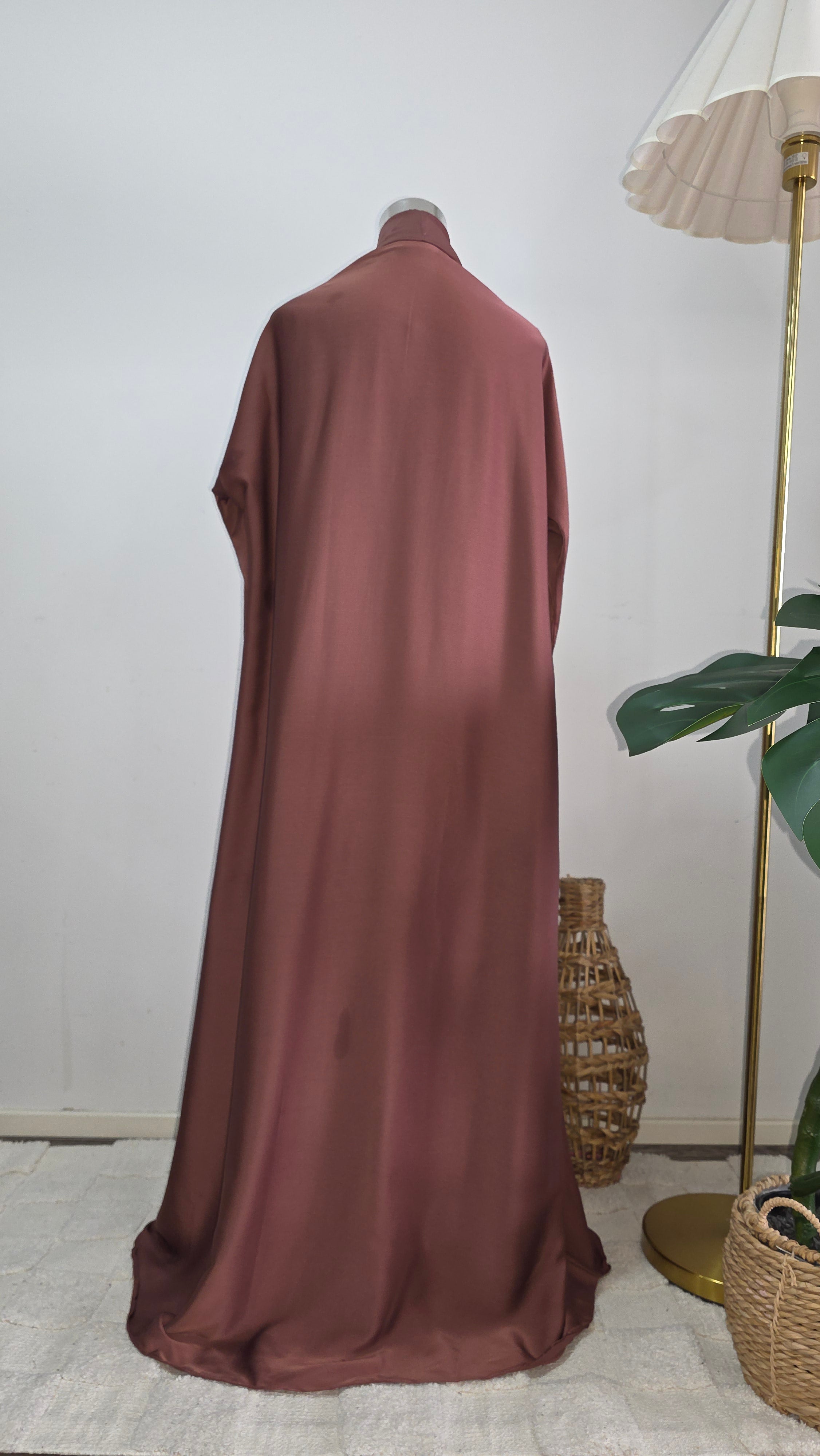 Brownish Pink Satin Abaya – Full Length Modest Dress