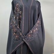 Grey Embroidered Abaya with Matching Hijab