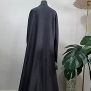 Grey Embroidered Abaya with Matching Hijab