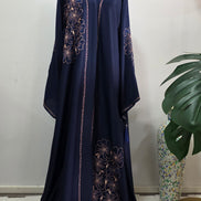 Blue Embroidered Abaya with Matching Hijab