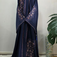 Blue Embroidered Abaya with Matching Hijab