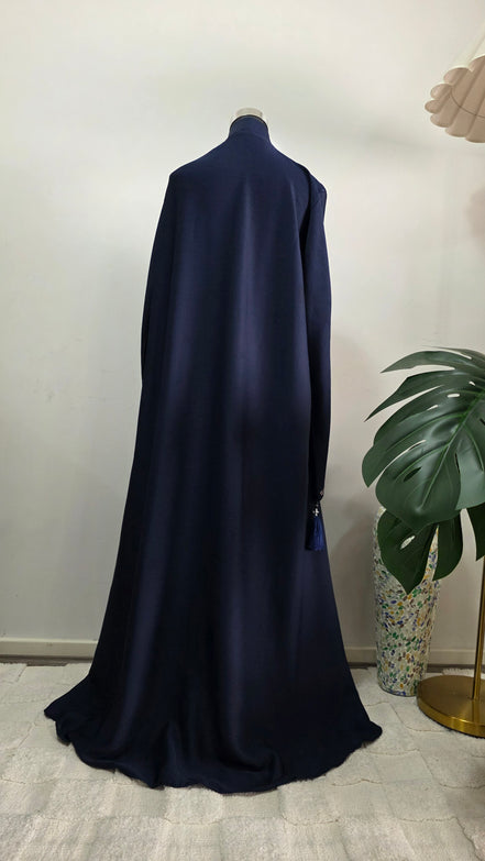 Blue Embroidered Abaya with Matching Hijab