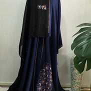 Blue Embroidered Abaya with Matching Hijab