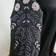 Black Abaya with Hand Beaded Sleeve Detail and Matching Hijab