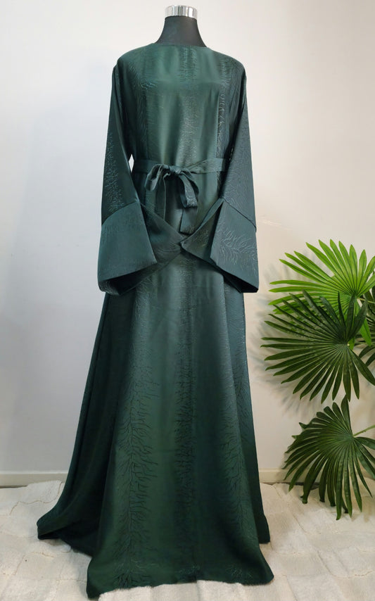 Green Satin Abaya Dress
