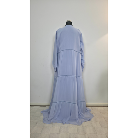Light Blue Chiffon Tiered Modest Maxi Dress