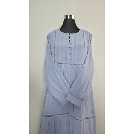 Light Blue Chiffon Tiered Modest Maxi Dress