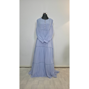 Light Blue Chiffon Tiered Modest Maxi Dress