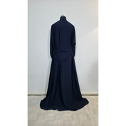 Blue Beaded Open Abaya with Belt