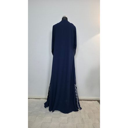 Navy Embroidered Modest Abaya with Matching Hijab