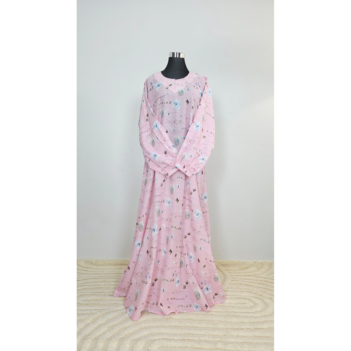 Pink Lawn  Printed Modest Maxi Dress