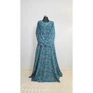 Teal Printed Lawn Modest Maxi Dress