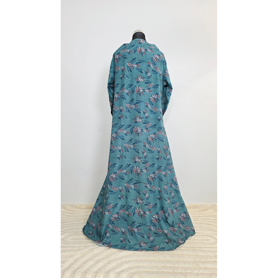 Teal Printed Lawn Modest Maxi Dress