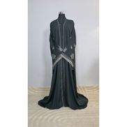 Dark Grey Floral Embroidered Abaya