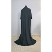 Dark Grey Floral Embroidered Abaya