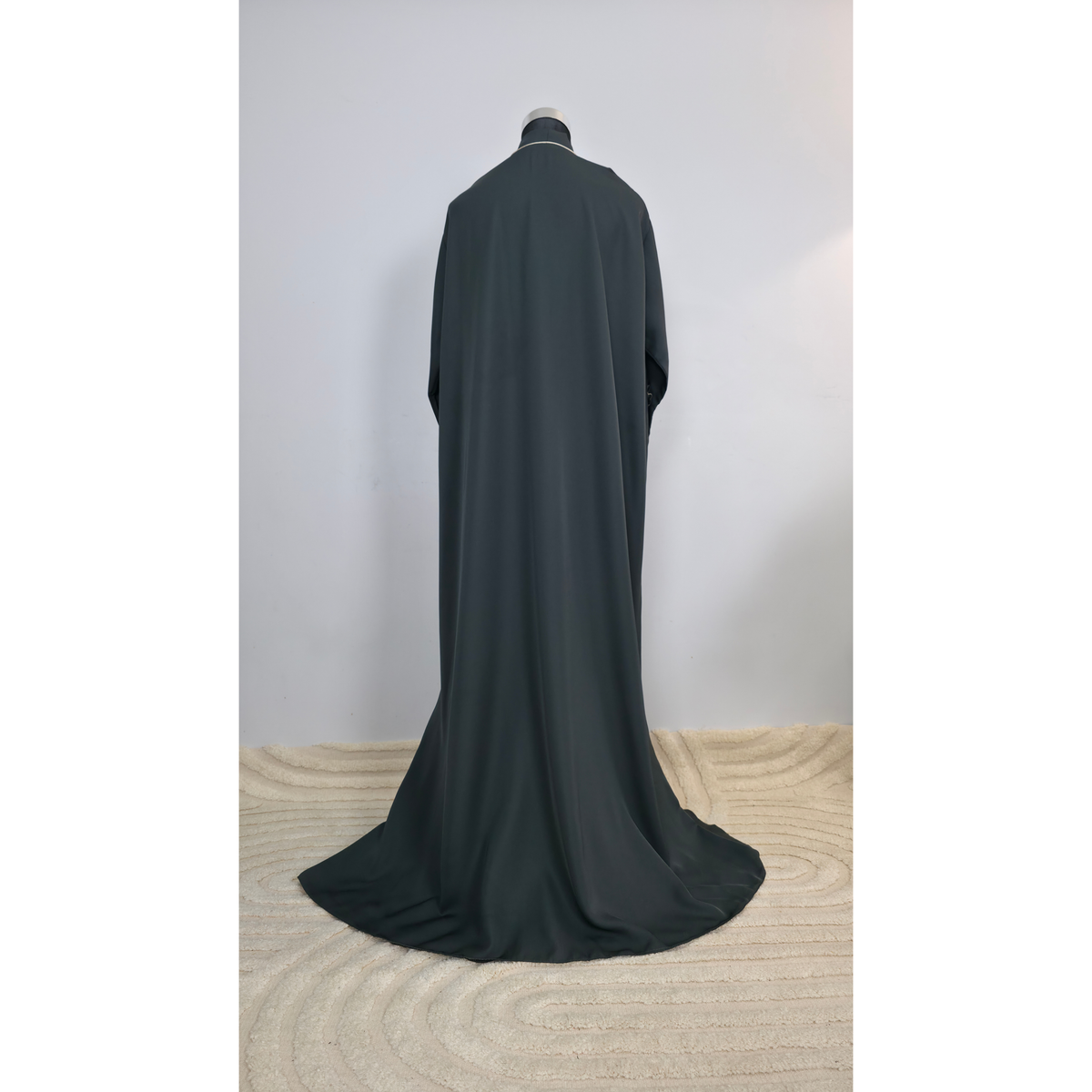 Dark Grey Floral Embroidered Abaya