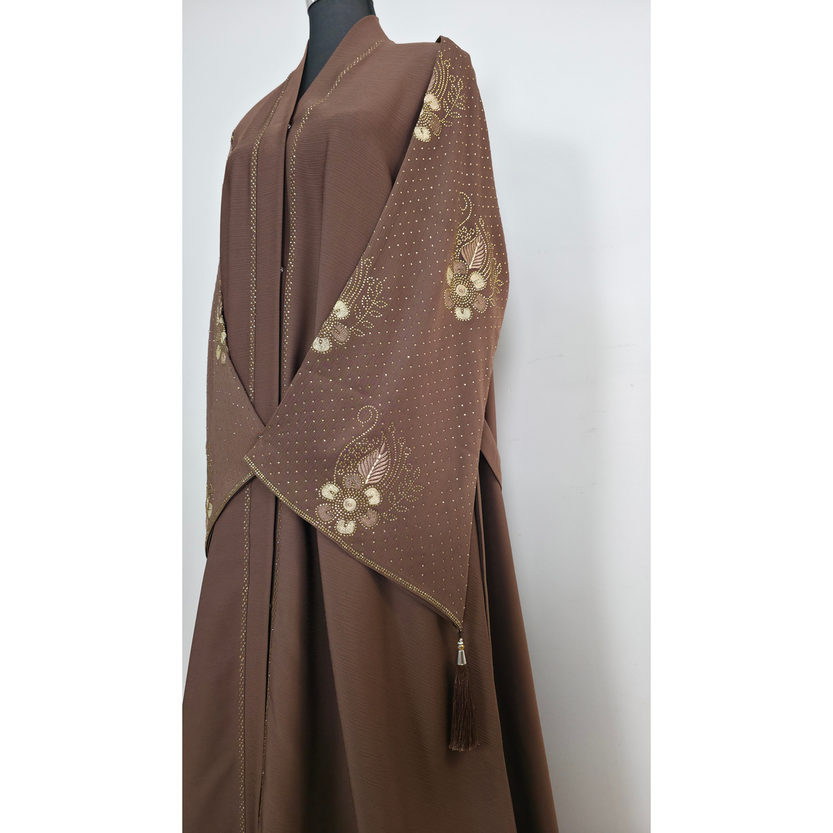 Mocha Brown Embroidered  Abaya