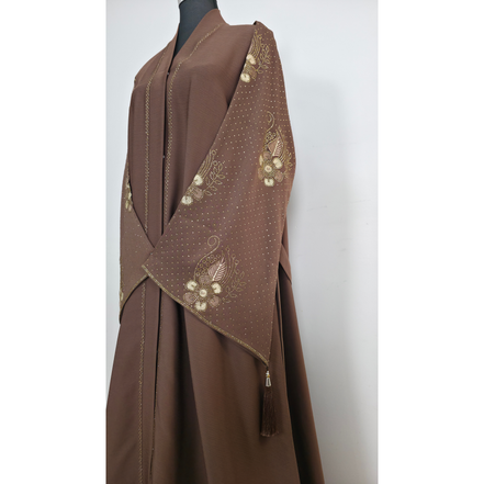 Mocha Brown Embroidered  Abaya