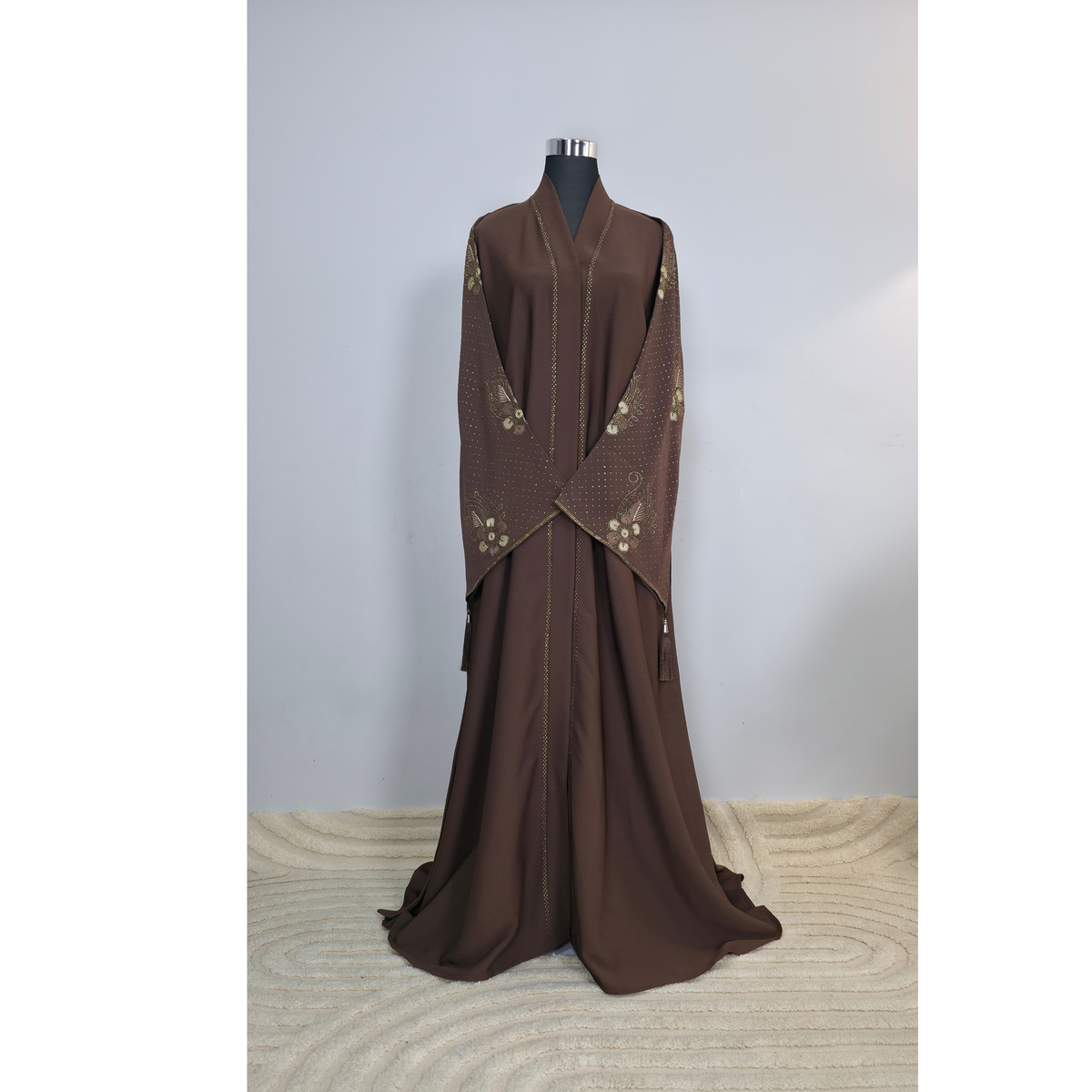 Mocha Brown Embroidered  Abaya
