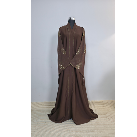 Mocha Brown Embroidered  Abaya