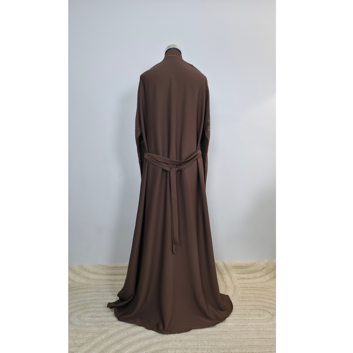 Mocha Brown Embroidered  Abaya
