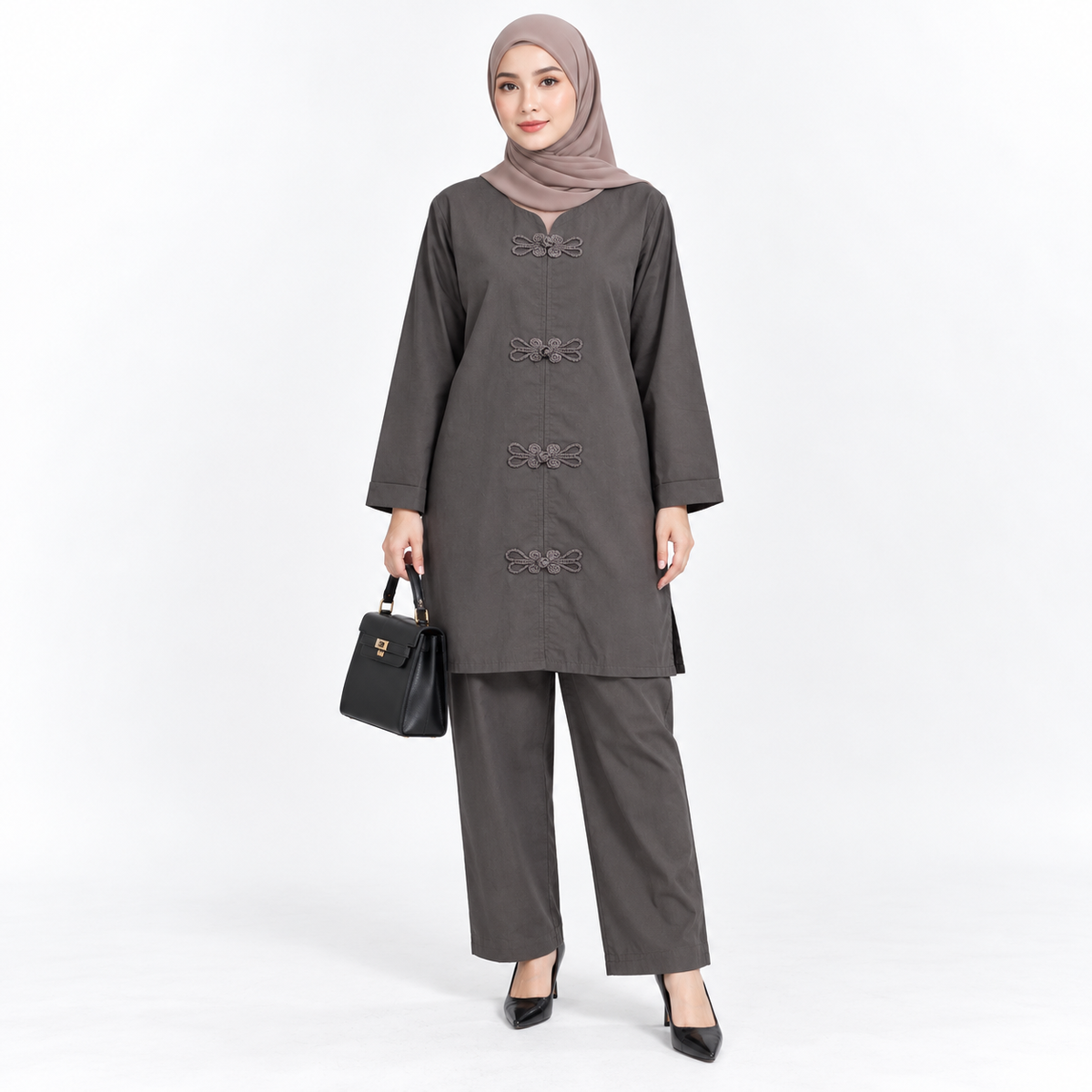 Chocolate Brown 100% Cotton Modest Shirt and Trouser Co-ord Set