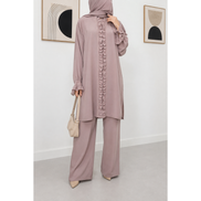 Blush Ruffle Modest 3 piece co ord set