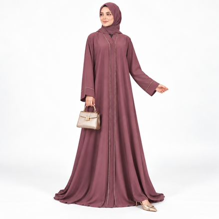 Rose Brown Diamantes Abaya| Premium Abaya